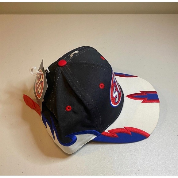 Vintage STP Patch Gas‎ Oil Trucker Mesh Cap Hat Snapback Black Red Blue NWT - Picture 3 of 10